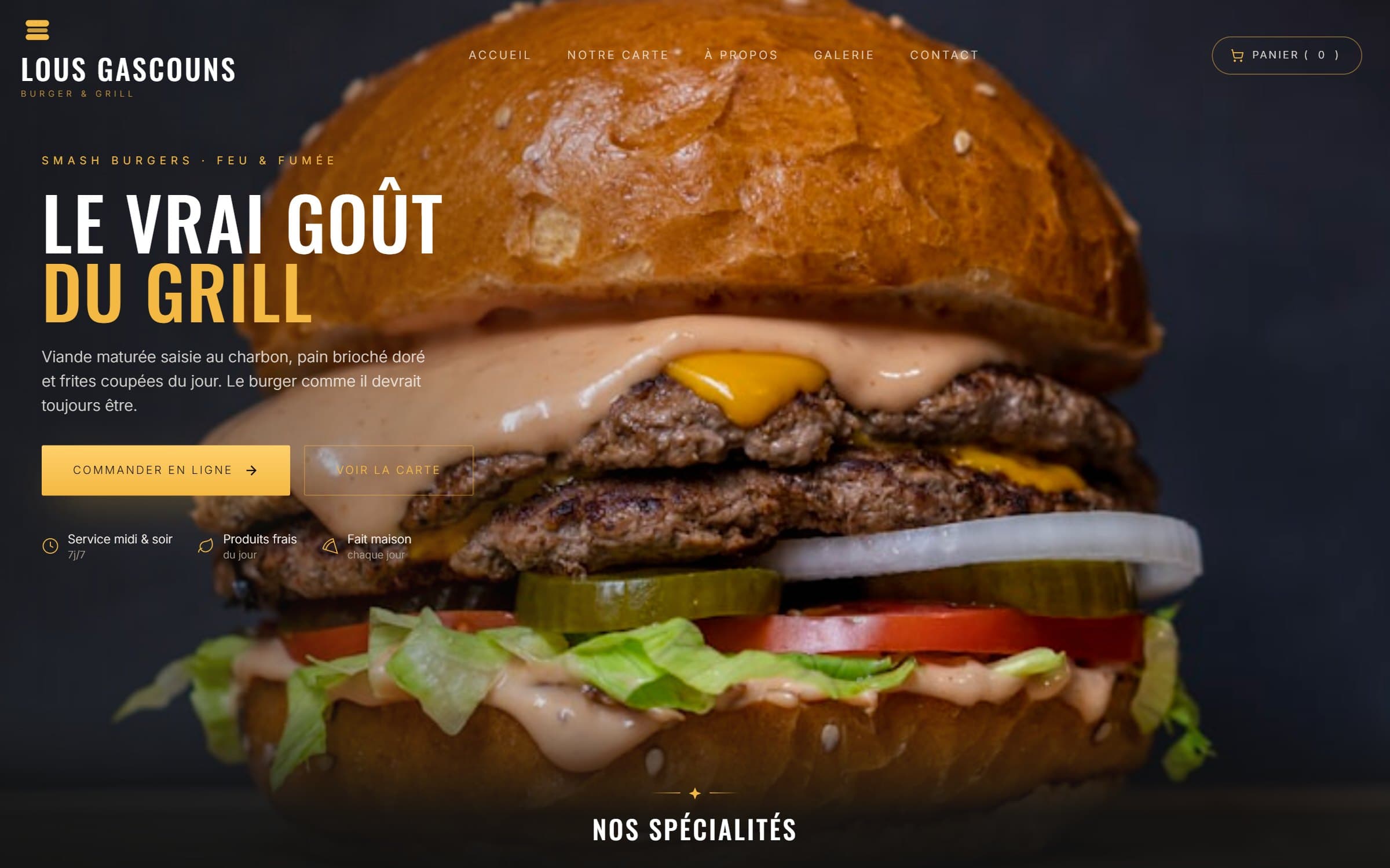 Maquette Rekvo du site Lous Gascouns, burger & grill