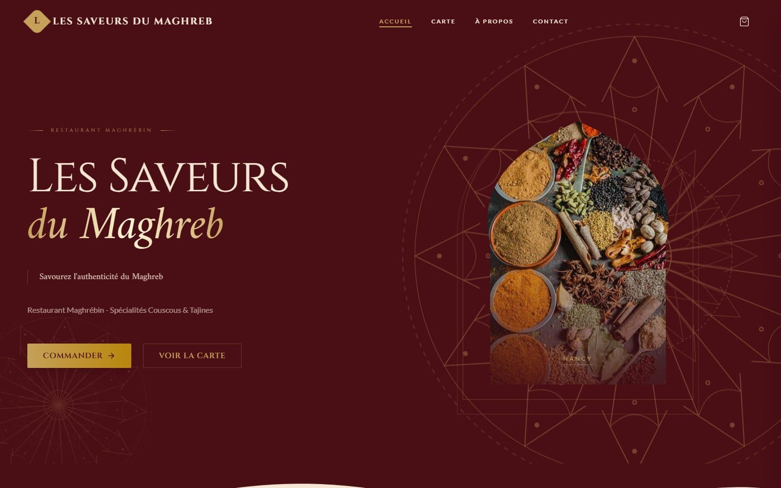 Site de Les Saveurs du Maghreb, vue ordinateur